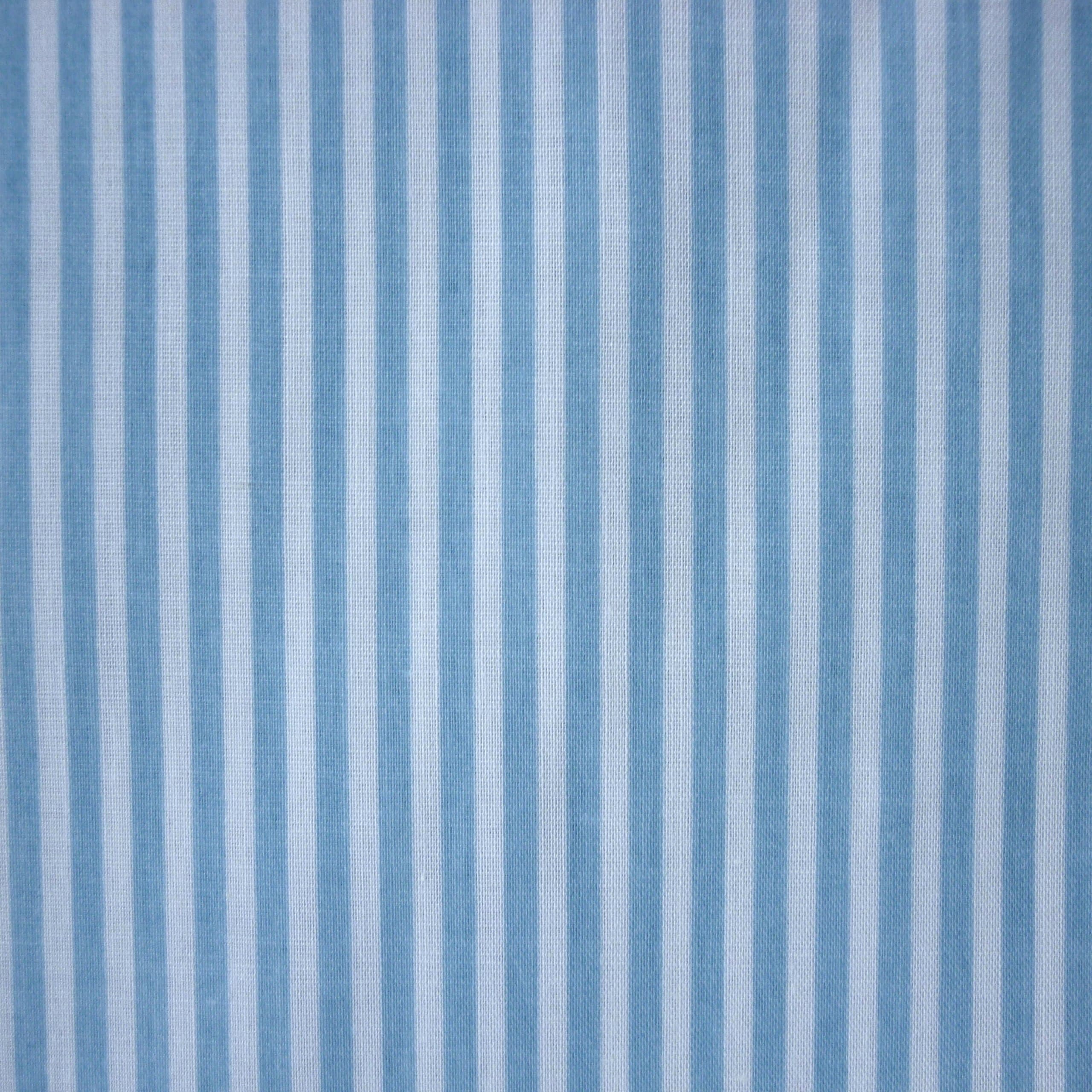 Blue & White 3mm Stripe Polycotton Fabric (Per Metre)
