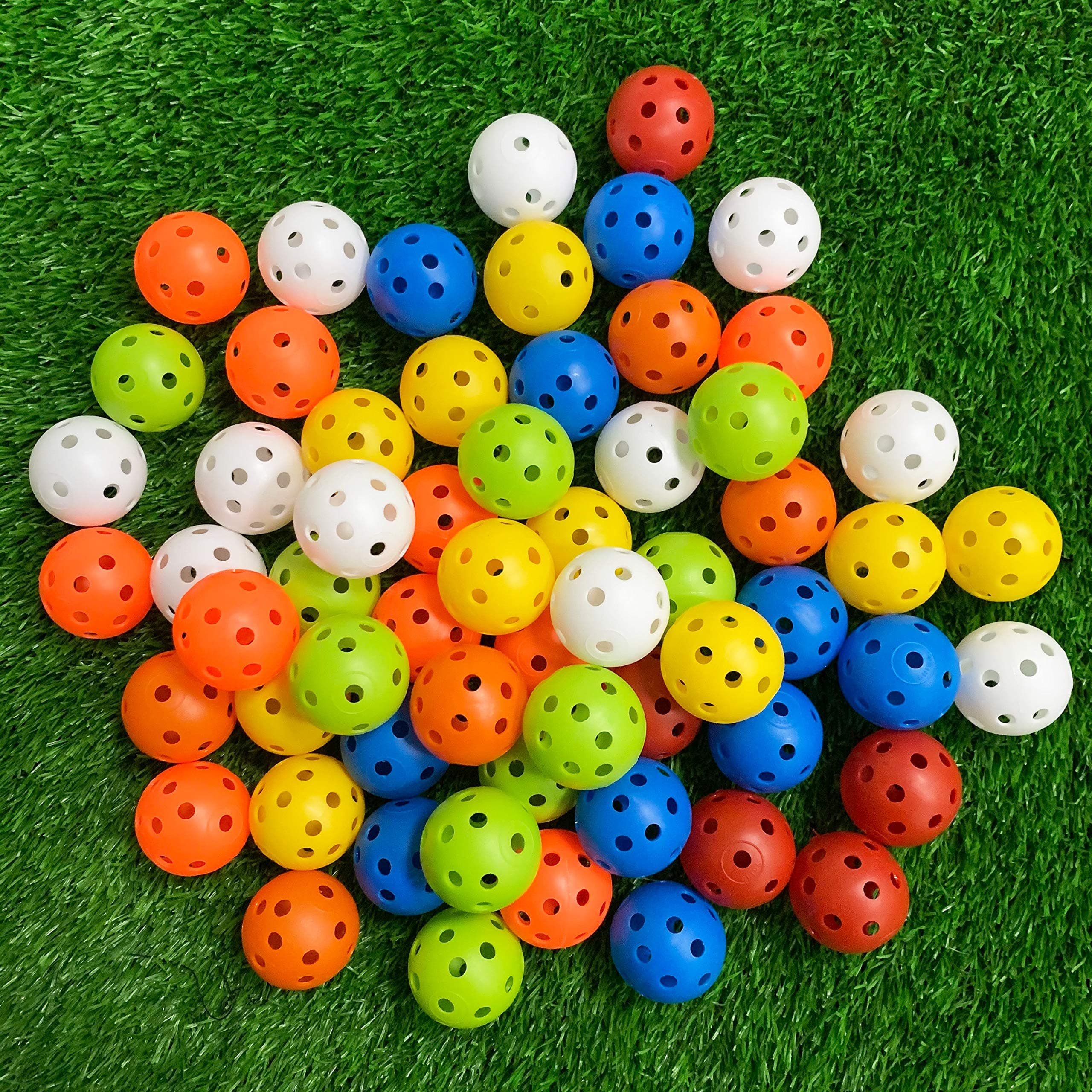 Crestgolf 50 Pack Plastic Golf Training Balls – Airflow Hollow 40mm Practice Golf Balls for Driving Range, Swing Practice, Golf Balls Home Use,Pet Play.