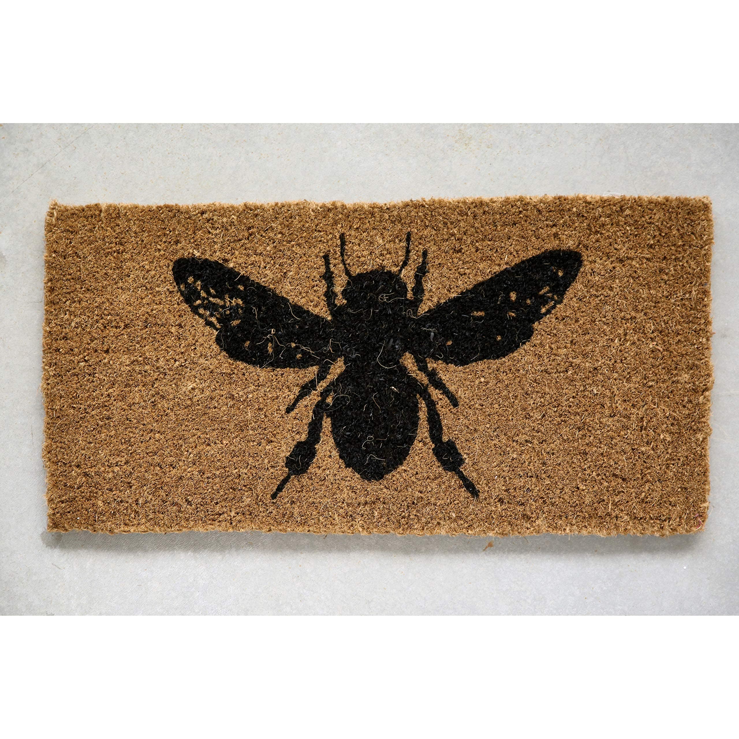 Creative Co-OpBee Print Natural Coir Doormat, Black