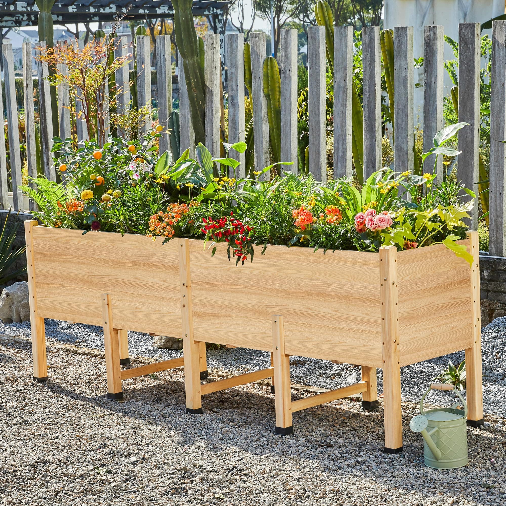 7x2 Ft Raised Garden Bed, 16 Inch Depth Featuring Legs, Drainage Holes, Ideal for Deep Rooted Vegetables, Flowers, Herbs, Elevated Wood Planter Box for Balcony, Patio, Backyard, Easy Assembly