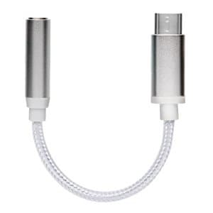 Type C to 3.5mm Audio Headphone Jack Adapter Connector, Bkayp Nylon Braided Type C to 3.5mm Female Microphone Adapter Cable for Moto Z, Letv Le Pro 3(Silver) - Not Support Computer and HTC Phones
