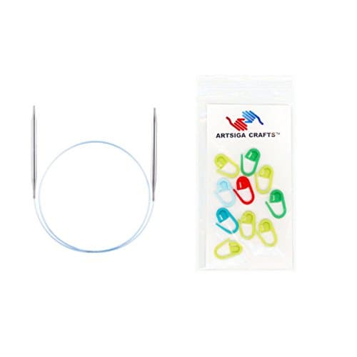 addi Bundle: Turbo Circular 20-inch (50cm) Knitting Needle Size US 03 (3.25 mm) + 10 Artsiga Crafts Stitch Markers