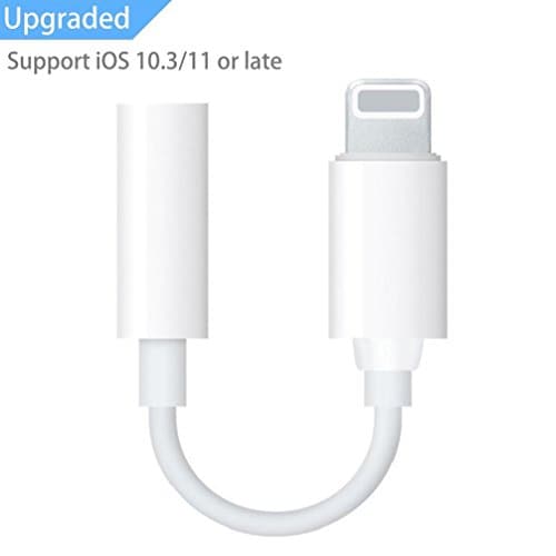 Lightning Jack Adapter, Lightning to 3.5 mm Headphone Jack Adapter Lightning Connector to 3.5mm AUX Audio Jack Earphone Extender Jack Stereo for iPhone X iPhone 8/8Plus iPhone 7/7Plus Support iOS 11