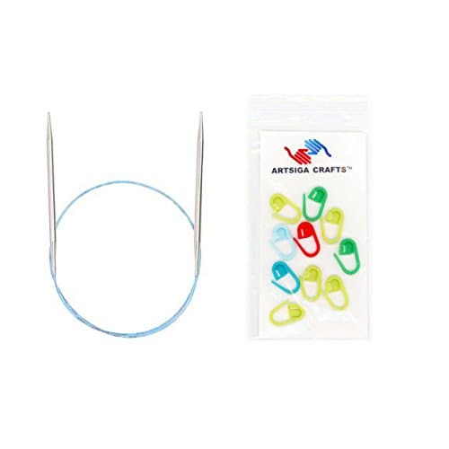 addi Bundle: Turbo Rocket 16-inch (40cm) Circular Knitting Needle Size US 03 (3.25 mm) + 10 Artsiga Crafts Stitch Markers