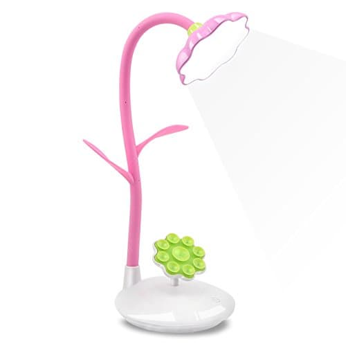 LED Desk Lamp,Eagwell Kids Lamp,Touch Control dimmable Brightness Flexible Light with USB Charging Port,Eye-Care Reading lamp with Sucker Holder for Study,Cute Gift for Kids (Pink)