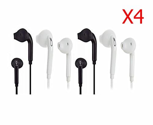 JustJamz (4 Pack) Earbuds with Mic & In Line Remote for Samsung, Galaxy S6, S5 s7, Edge, Note 4 5 6 7, Galaxy Earbuds, Headphones (2 Black - 2 White)