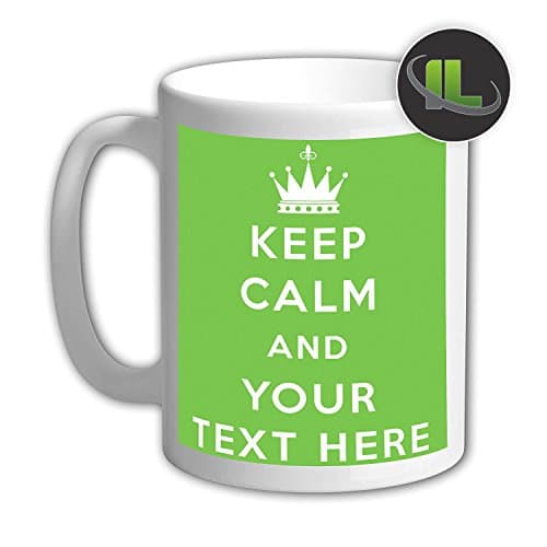 Personalised KEEP CALM Mug Cup PALE GREEN . Add any Name or Message- IL714