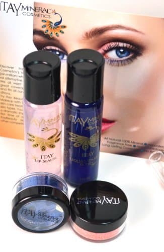 Bundle 5 Items : Itay Mineral Cosmetics: Glitter Kit Party a Must! - Liquid Sparkle Bond (Glitter Glue) + Lip Sealer (Lip Glitter Glue) + 2 Glitter Cosmetics Coral + Deep Sea Blue +eye liner brush
