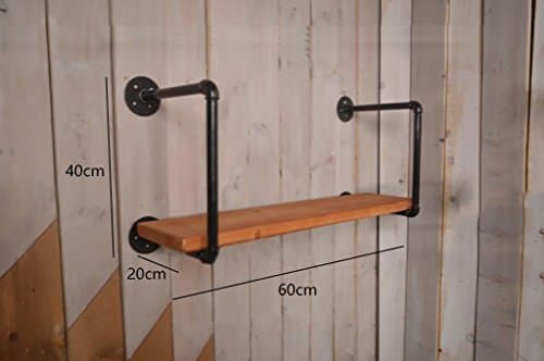 Floating Shelves Retro Shelf Plumbing Rack Kitchen Bracket Iron Pipe Plank LOFT Wall Decoration Industrial wall frame ( Size : 60*40cm )