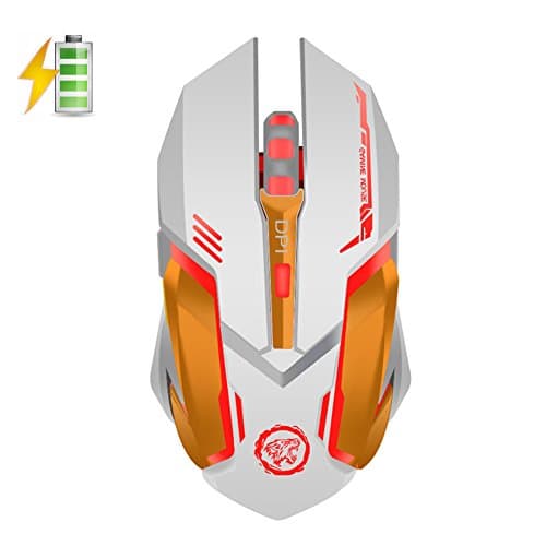 UrChoiceLtd® Wireless Mouse AZZOR D9 Rechargeable USB Optical Led 3 Adjustable DPI 6 Buttons Pro Gamer Gaming Mice for MAC PC Notebook (White)