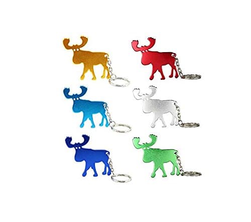 FlowerKui 6 Pcs Creative Moose Shape Bottle Cap Opener Keychain Gift(Random Color)
