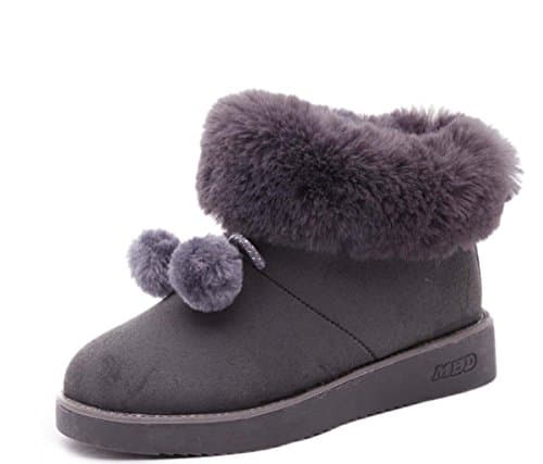 FARALY Snow Boot Cute Bow Tassel Short Boot Warm Classic Flat Boot Women/Girl Warm Winter Boot (Color : Gray, Size : 37)