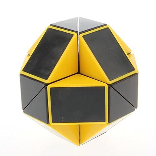 EASYTAR 24 Parts Foldable Color Magic Snake Cube Jigsaw Puzzle Cube Toy Color Black with Yellow