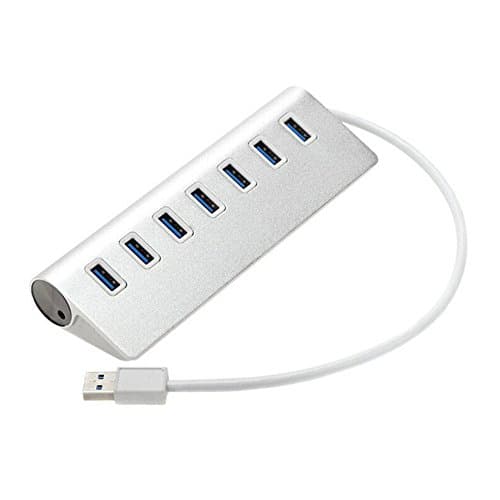 7 Ports USB 3.0 HUB, KooKen Computer Connecter High Speed Power Adapter with 1 Feet Cable For Any PC and Any USB Phone - Silver