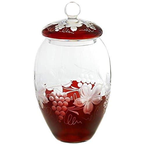 Candy Jar, Biscotti Jar, Sweets Box "RED GRAPES" H=24cm, high quality glass, handmade, modern style (GERMAN CRYSTAL powered by CRISTALICA)