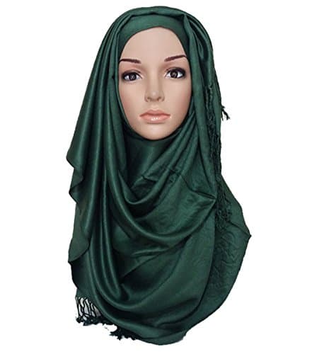 Sheen Pashmina Oversized Shiny Plain Pashmina Drape hijab Natural Drapes Abaya (Bottle Green)