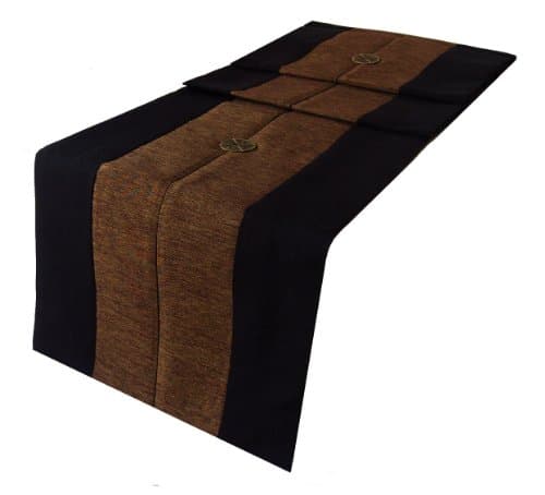 Table Runner Thai Silk & Cotton - Black & Brown