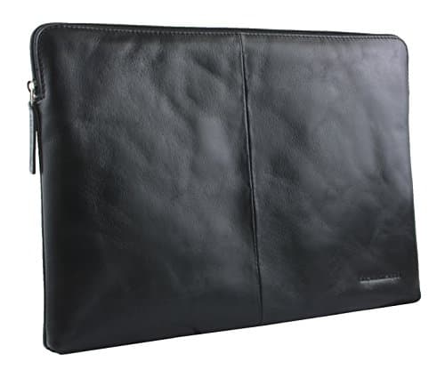 dbramante1928 Full Grain Leather Protective Case Sleeve Folio with Zip Suitable for Apple Macbook Pro 13 Inch with Retina Display - Black