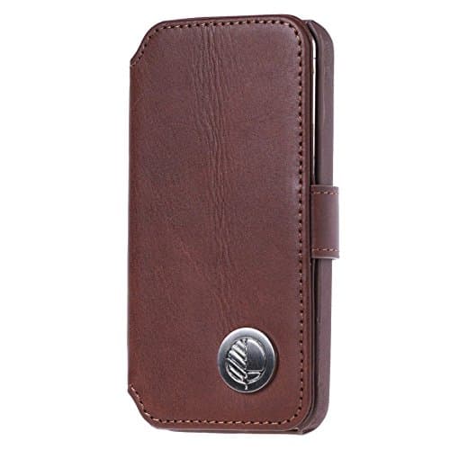 Drew Lennox Exclusive Wallet Case for iPhone SE 5 5S - Hand Crafted in Waxed Brown British Leather - Fashion and Practicality in One