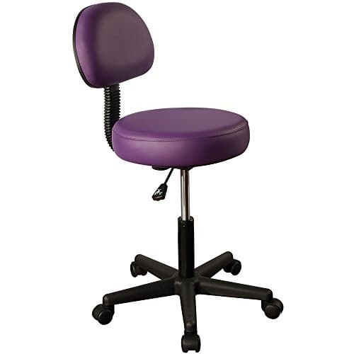 Mt Massage Pneumatic Rolling Massage Stool with Backrest, Purple by Mt Massage Tables