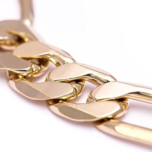 Luxury 18k Gold Plated Figaro Bracelet Bling solid chunky various lengths