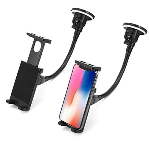 Car Phone/iPad Holder, Universal Windshield Car Phone Mount, Adjustable&360 Degree Rotatable Car Mount with Strong Sticky Gel Pad, Windscreen Phone Mount Grip Car Cradle for iPad/iPad Air (7”-10.2”), iPhone X 8 8 Plus, Samsung Galaxy S9 S8 Plus, Huawei, Sony, Google, HTC, LG and More Smartphone