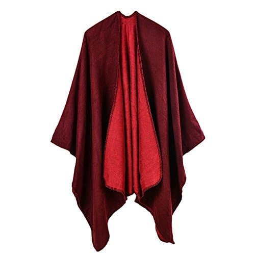 Womens Reversible Oversized Poncho Cape Warm Shawl Wrap Open Front Printed Blanket Cardigans