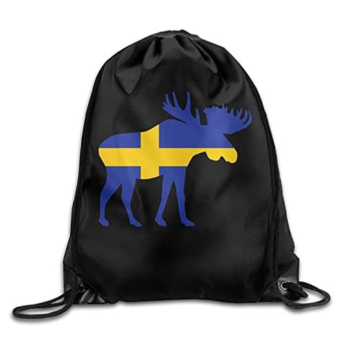 Doormat bag Swedish Flag And Moose Drawstring Backpack Beam Mouth Sports Sackpack Rucksack Shoulder Bags For Men And Women
