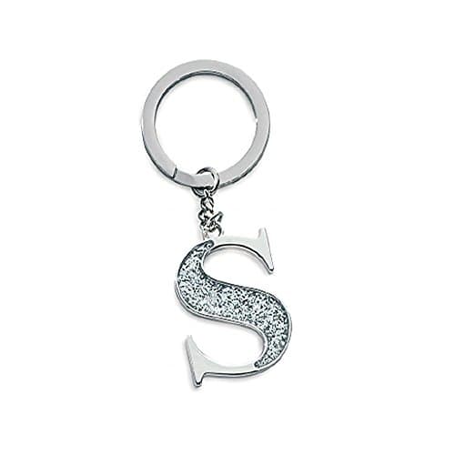 Silver Options Silver Plated Letter S Glitter Keyring A20243