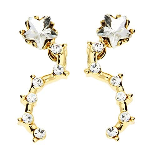 Mya Type Women's Ear Cuff Pin Star Stud Earrings with White Rhinestone Crystals White Gold MyAG Oohr/13B