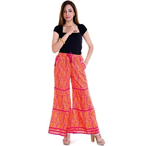 Cotton Printed Tier Plazzo Pant with Pockets