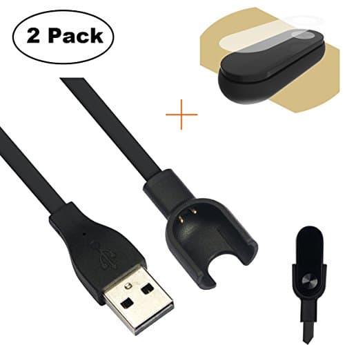 2-Pack Charging Cable + 4x Screen Protective Film,Yins Smart Wristband Replacement USB Charger for Xiaomi Mi Band 2 Smartband Activity Tracker
