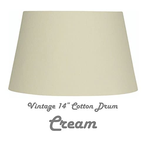 CREAM 14" COTTON DRUM HARD LINED SHADE Complete with Reversible Gimbal to Fit Table & Floor Lamps or Ceiling Rose. FREE Adaptor Included to Fit All Lamp Sizes BC SBC ES SES. Height 215mm x Diameter 355mm (8.5" x 14")