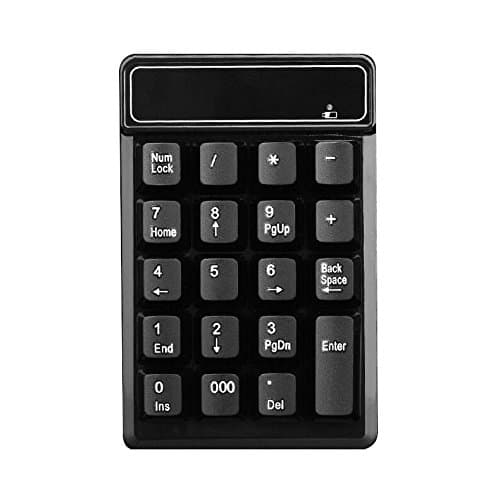 Pikeman Accounting Numeric Keypad,19 Keys Wireless USB Number Pad Keyboard with 2.4G Mini USB Numeric Receiver for Laptop Desktop PC Notebook - USB Receiver Can Be Stored - with 000 button