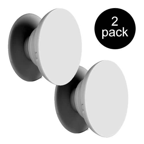 MHG expanding phone holder/pop out socket for Smartphone, Mobile, Tablet, e-Reader, MP3 Player and more - 2 pack white