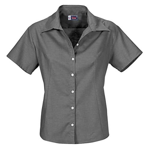 US Basic Womens Ladies Casual Work Grey Shirt - Short Sleeve and Open Neck 2 Pack XXL