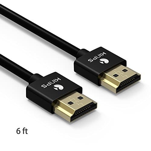HDMI Cable, Kinps 6ft Ultra Slim Cable v2.0/1.4a with Ethernet, 24k Gold-plating HDMI Cable, video and audio transmitting together, 4k, HD and 3D experience.