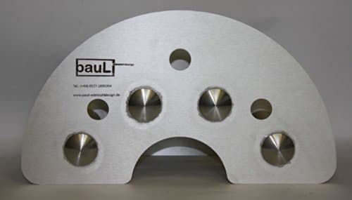 Pauli Edelstahldesign Medium Version Stainless Steel 2 mm Wall Mounted Garden Hose Pipe Holder with End Caps Trag Pipes to close the Void