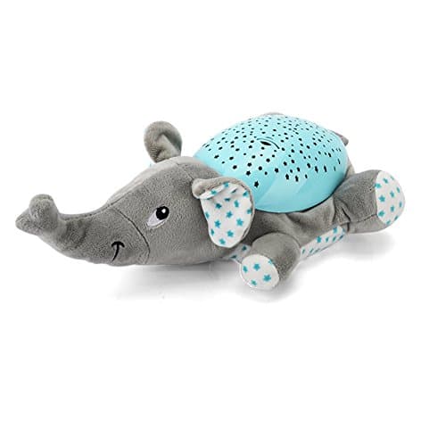 Sleep Aid Night Light & Shusher Sound Machine & Baby Gift, LED Star Projector & Portable Soother Stuffed Animal Comfort Plush Toy, Infant Slumber Buddies Projection and Music (Elephant)