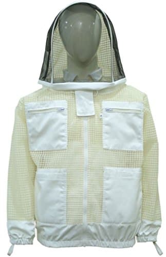 White Beekeeping 3 Layer safety Unisex White Fabric Mesh Beekeeping Jacket Bee Jacket Beekeeper Jacket Bee Veil Beekeeper Outfit Beekeeper Hat (Small)