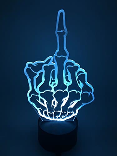 YOUQIZHI® 3D Optical Illusion Middle finger Panel Model Lighting Night 7 Color Change USB Touch button LED Desk Table Light Lamp