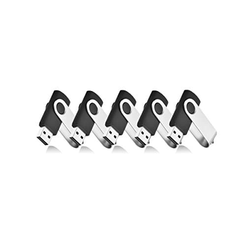 4GB memory stick 5 pack VIEKUU USB Flash Drive GB Swivel Design Memory Sticks Fold Storage (5 packs black)