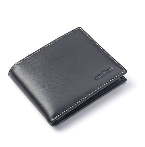 Men's RFID Blocking Top Grain Leather Slim Bifold Wallet With Hidden Card Slot
