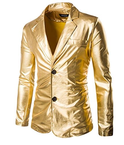 Choose Men Metallic Slim Fit Casual Two Button Blazer Jacket