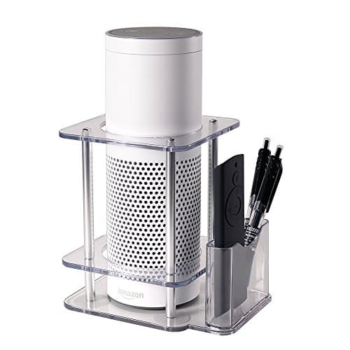 LEF ABS Stand Holder for Amazon Echo Speaker Remote Controller with a Storage Box Protection Bracket (clear)