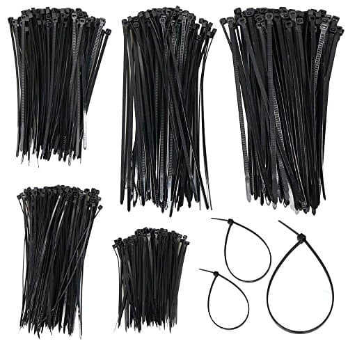 Yahee Pack of 500 Black Cable Ties Assorted Set 100 150 200 mm x 2.5 3.5 4.8 mm