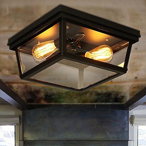 Creative Restaurant Retro Iron Edison Bulb Table Lamp LED Energy Saving Bulbs Staircase Light 2 lamps E27 40 W Flush Mount LED Ceiling Light (L36 * W36 * H 15 cm