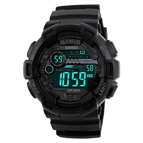 ETOWS® Men Digital Wristwatches LED Display Multiple Time Zone 50M Waterproof Sports Watches