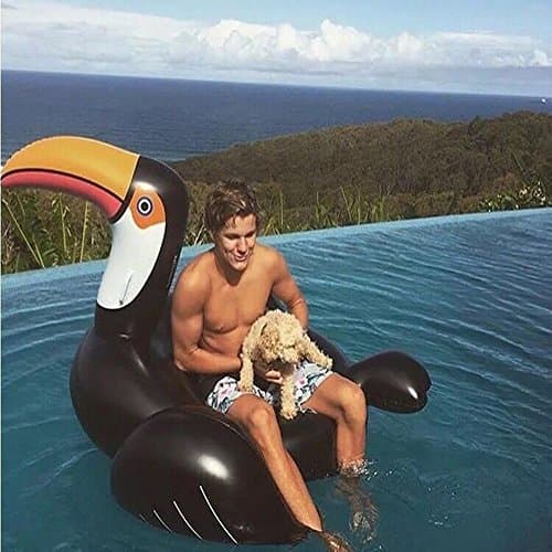 YESHANYING Thicken Green PVC Inflatable Toucan Float Floating Bed Mount Swim Ring