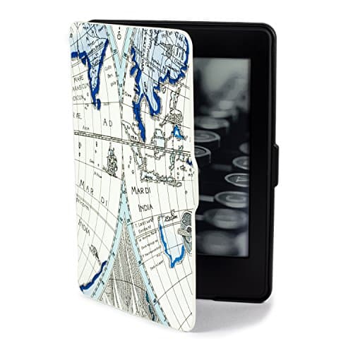 B00K Kindle Paperwhite 2015 Case - Thin & Light Paperwhite Cover for Paperwhite 2015 & All earlier Generations (White-Blue)